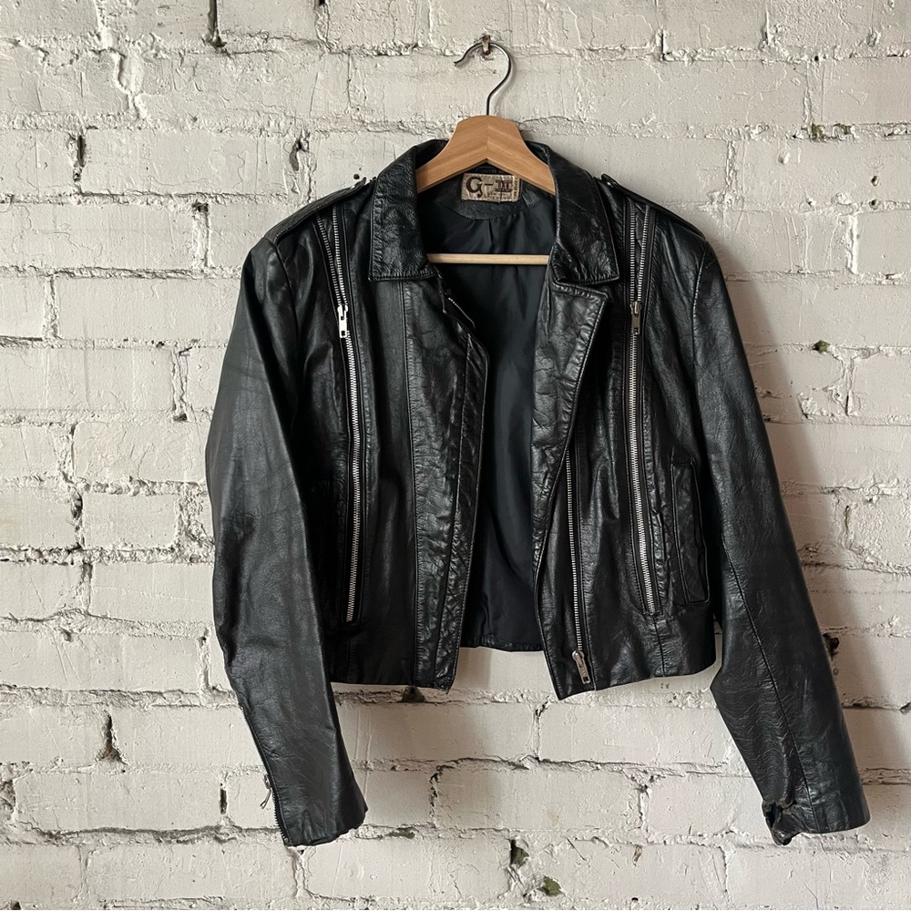 Black Leather Jacket with Zippers